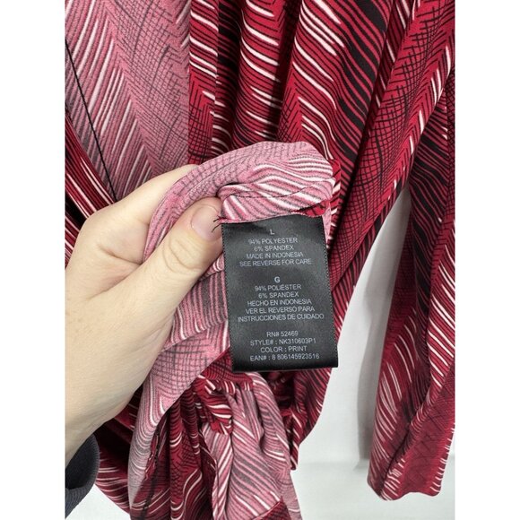 Norma Kamali Mini Dress Women Large Red Faux Wrap Mature Abstract Art To Wear - Picture 4 of 8